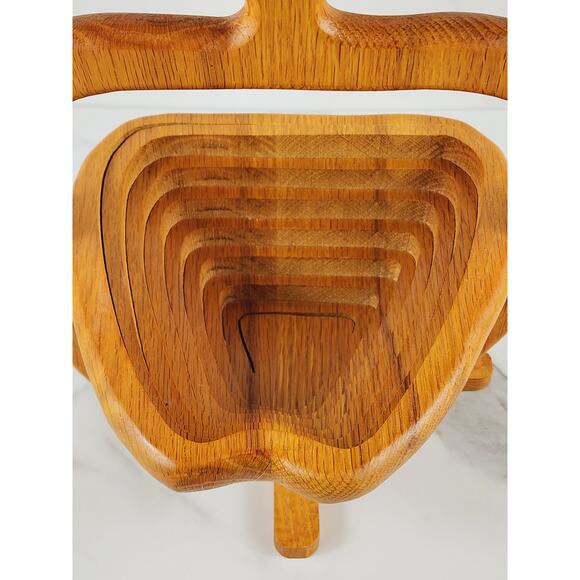 Wood Folding Fruit Basket Apple Shaped 11" John's Wood Shop Handcrafted USA - Picture 3 of 16